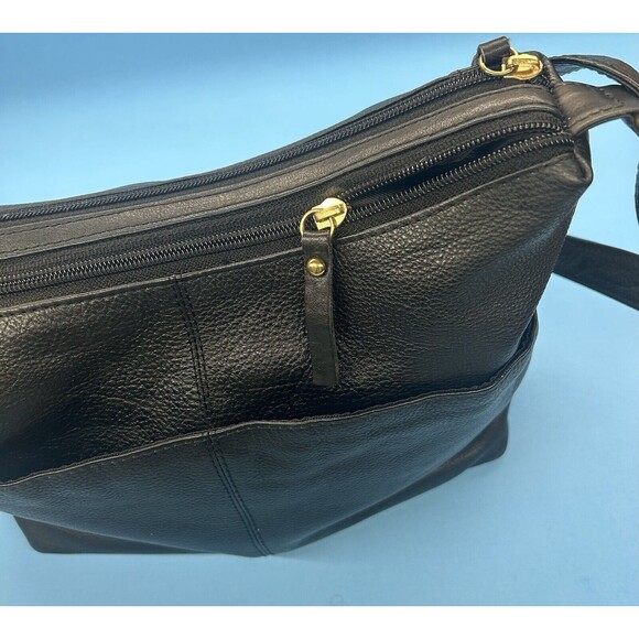 Great American Leather Works Black Leather Crossbody Shoulder Bag Classic Medium - Picture 6 of 9